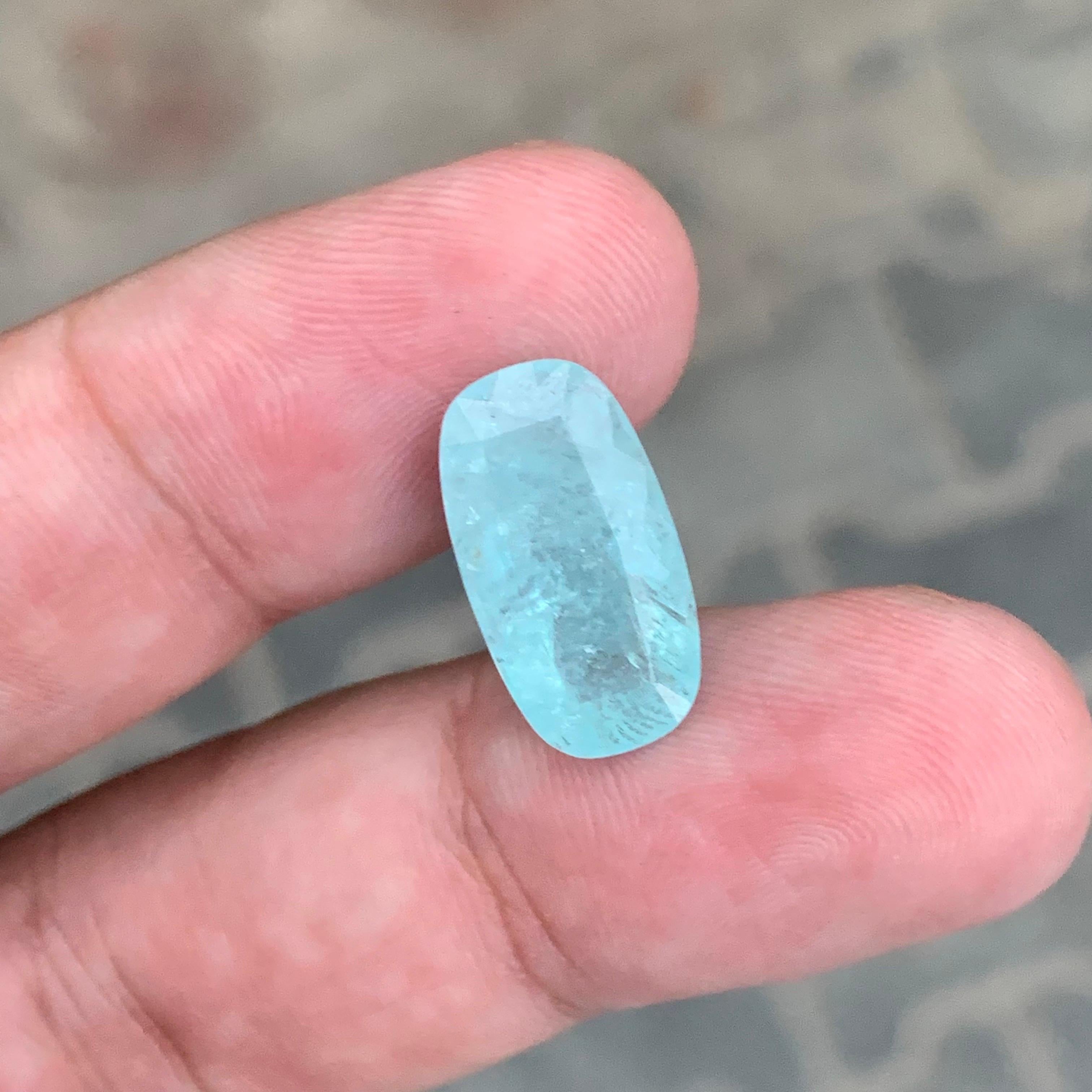 AIG Certified 7.77 Carat Natural Loose Paraiba Tourmaline Cushion Cut Gemstone For Sale 3
