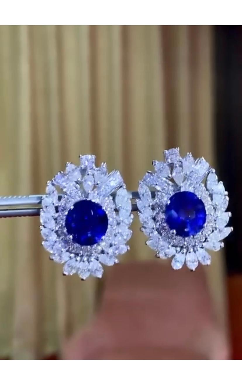 Women's AIG Certified 7.82 Ct Ceylon Sapphires  5.18 Carats Diamond 18K Gold Earrings  For Sale