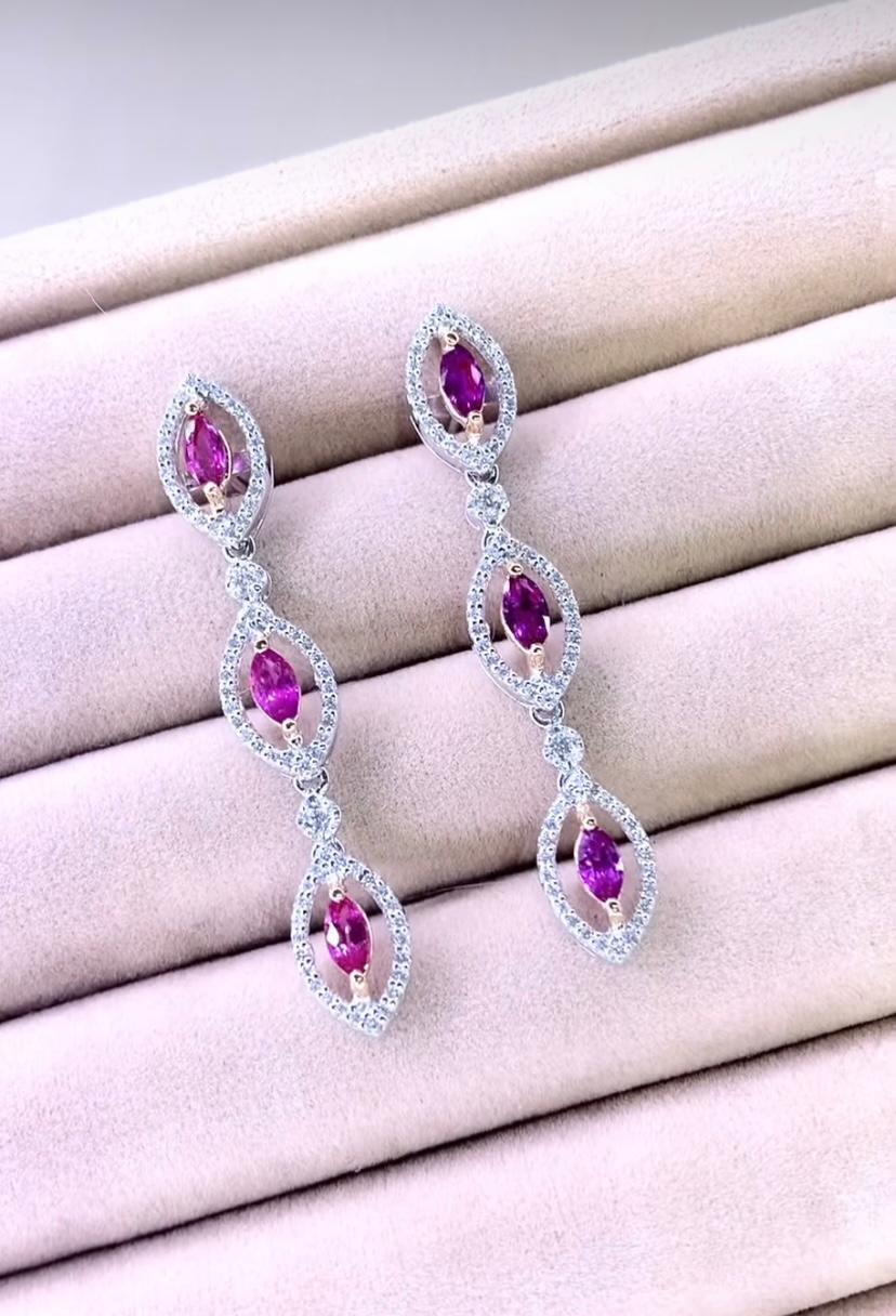 De las mujeres Zafiros rosas de Ceilán de 7,90 quilates con certificado AIG Diamantes de 2,80 quilates Pulsera/Aros en venta