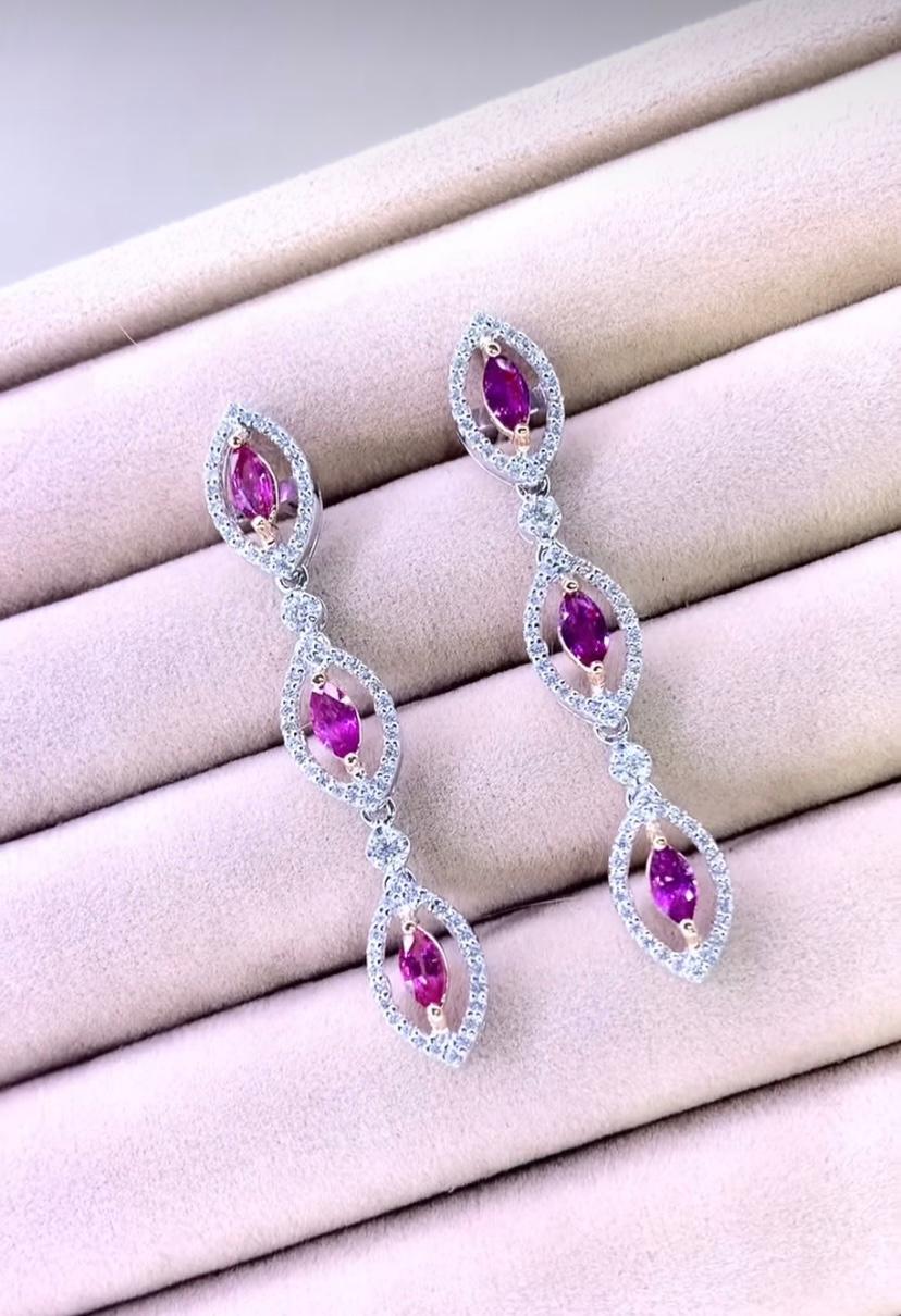 Zafiros rosas de Ceilán de 7,90 quilates con certificado AIG Diamantes de 2,80 quilates Pulsera/Aros en venta 1