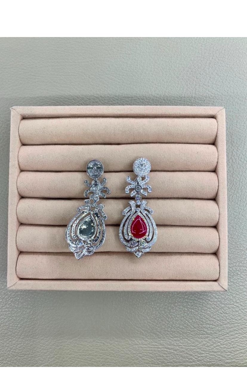 Boucles d'oreilles en or 18 carats certifiées AIG 8,00 ct rubis 6,00 ct diamants Neuf - En vente à Massafra, IT