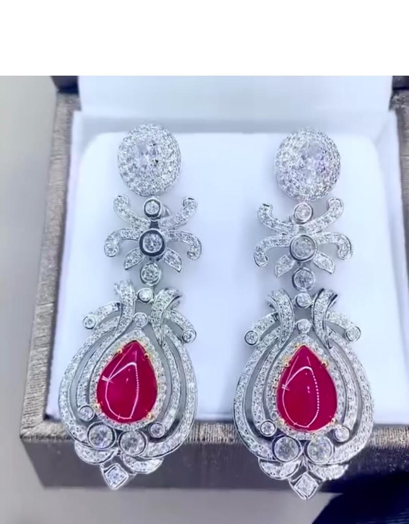 Boucles d'oreilles en or 18 carats certifiées AIG 8,00 ct rubis 6,00 ct diamants en vente 1