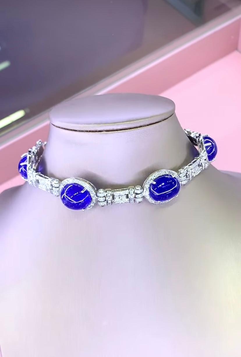 Bracciale in oro 18 carati con tanzanite certificata AIG da 80,00 carati e 4,80 carati di diamanti In condizioni Nuovo in vendita a Massafra, IT