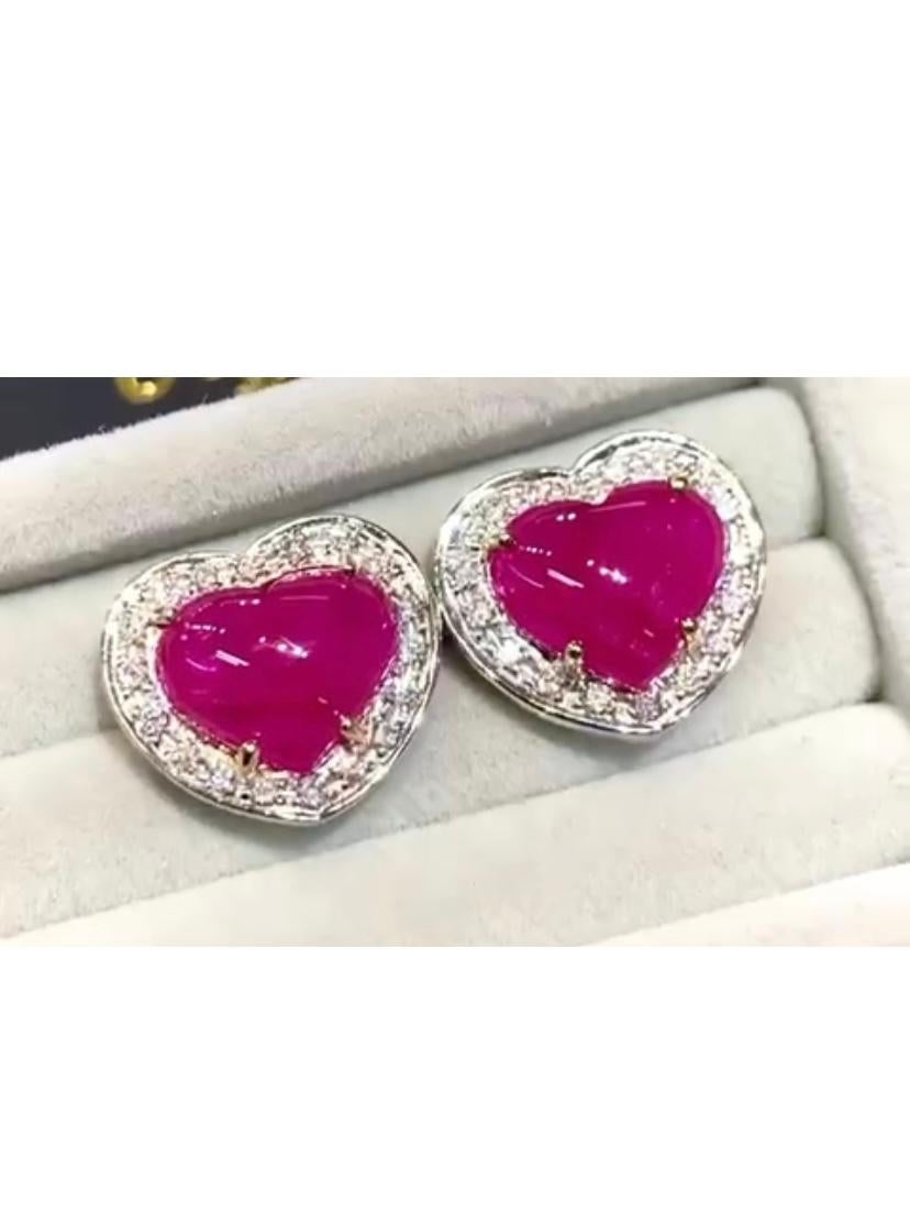 AIG  Certified 8.15 Carats Burma Rubies Diamonds 18k Gold Earrings  In New Condition For Sale In Massafra, IT