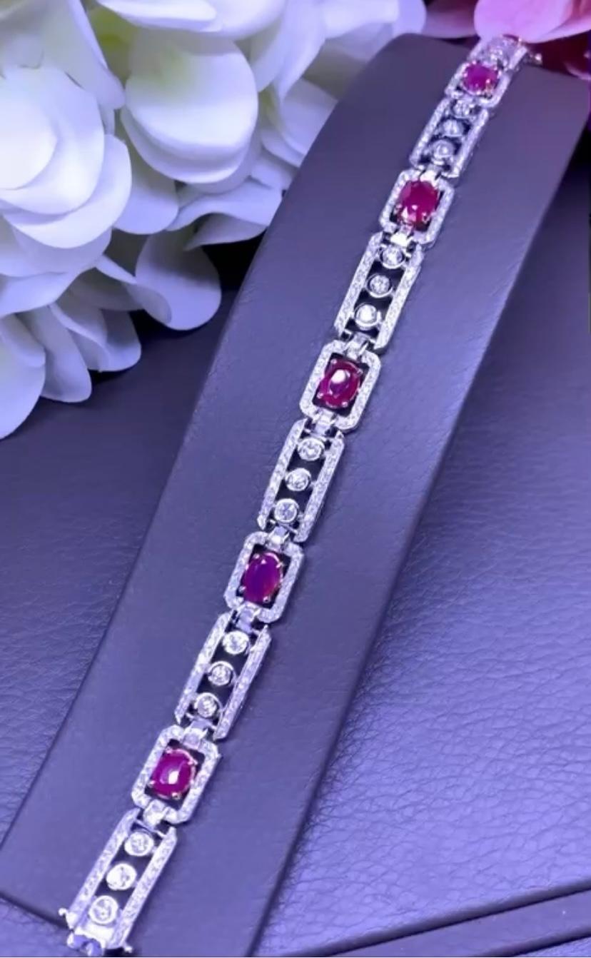 AIG-zertifizierte 8,25 Karat Rubine  Armband aus 18 Karat Gold mit 4,30 Karat Diamanten  im Zustand „Neu“ im Angebot in Massafra, IT
