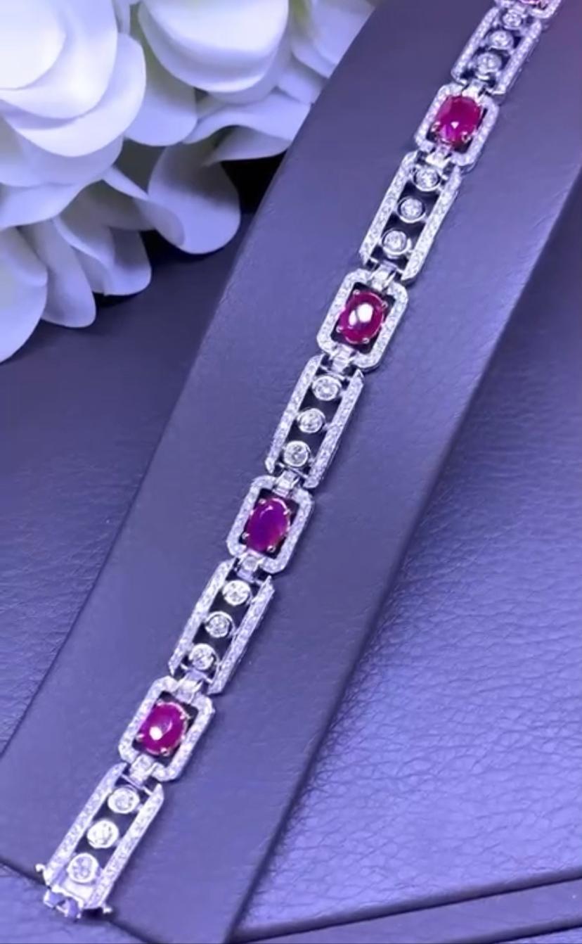 AIG-zertifizierte 8,25 Karat Rubine  Armband aus 18 Karat Gold mit 4,30 Karat Diamanten  Damen im Angebot