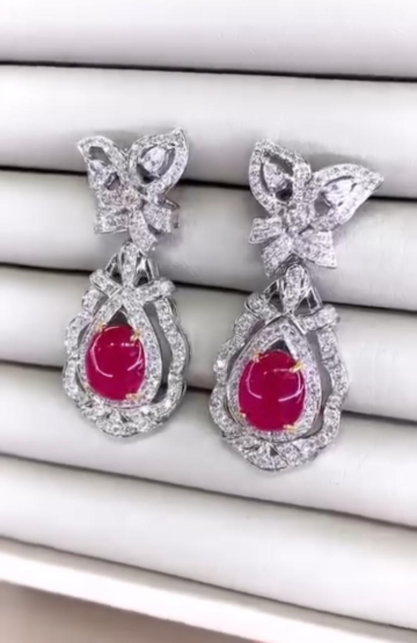 Taglio misto Orecchini in oro 18K con rubini di Birmania certificati AIG da 8,40 carati e diamanti da 3,90 carati in vendita