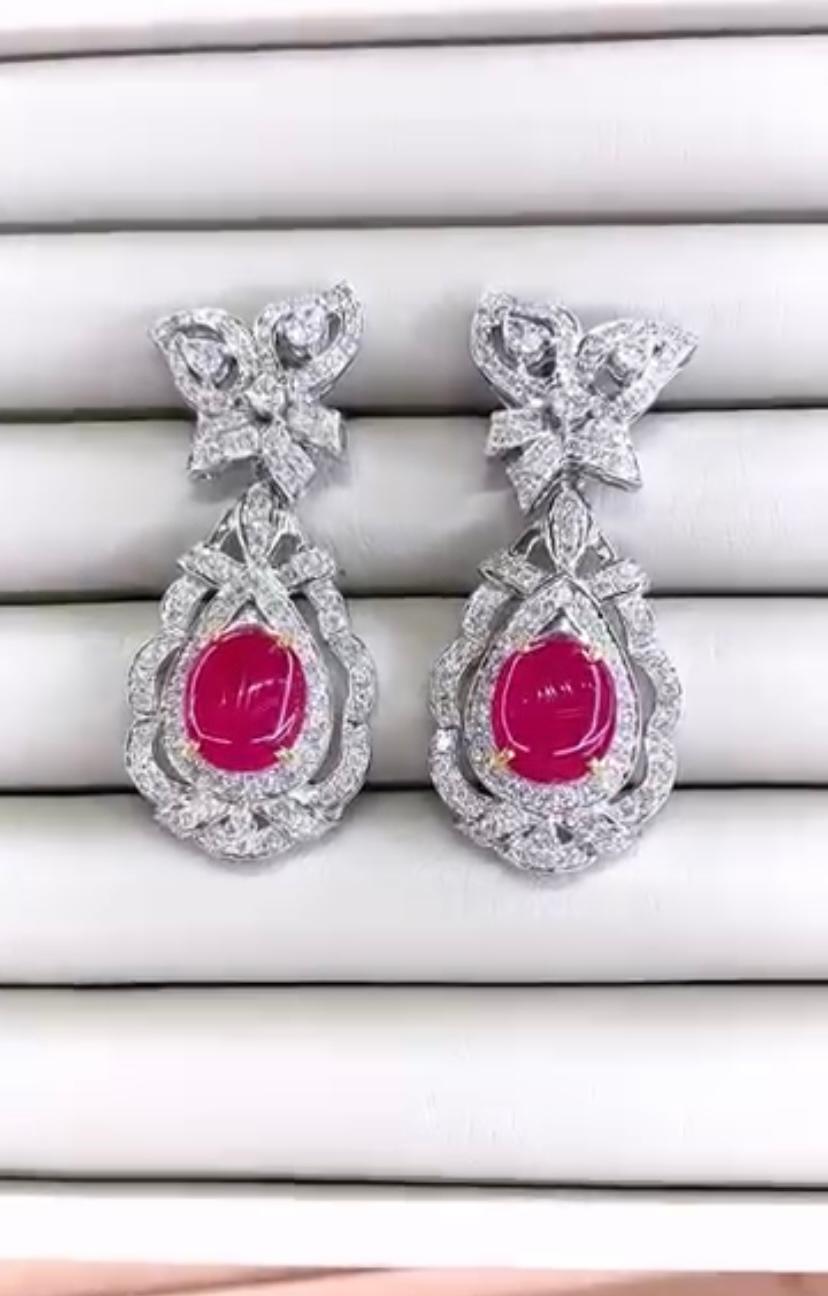 Orecchini in oro 18K con rubini di Birmania certificati AIG da 8,40 carati e diamanti da 3,90 carati in vendita 1