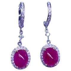 Pendientes de oro de 18 quilates con diamantes y rubíes de Birmania certificados AIG de 8,40 quilates
