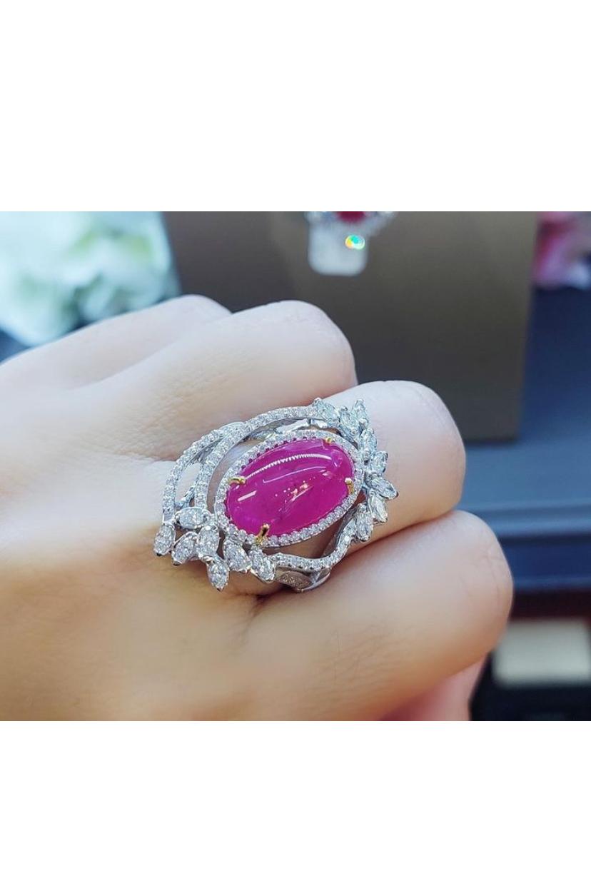 AIG Certified 8.50  Carat Burma Ruby   1.60 Ct Diamonds 18K Gold Ring  For Sale 5