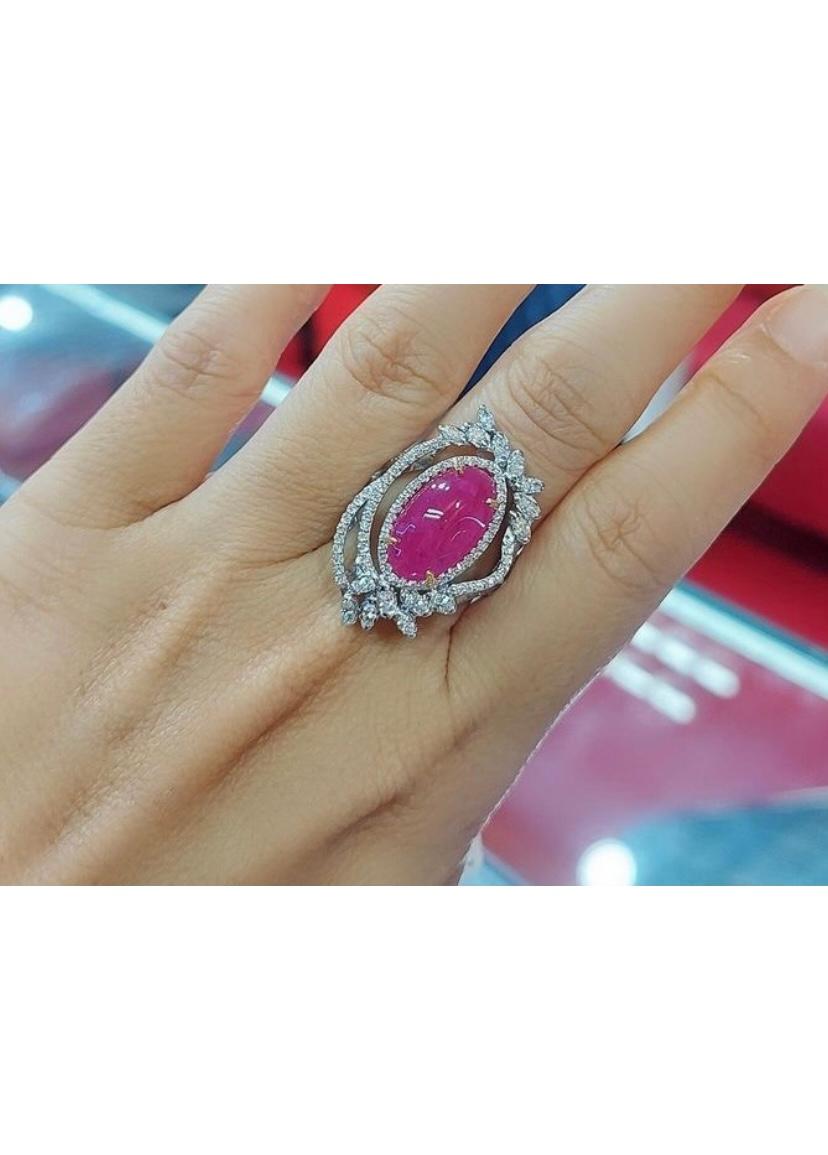 AIG Certified 8.50  Carat Burma Ruby   1.60 Ct Diamonds 18K Gold Ring  For Sale 6