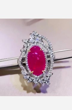 AIG Certified 8.50  Carat Burma Ruby   1.60 Ct Diamonds 18K Gold Ring