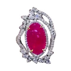 Certifié AIG 8,50  Rubis de Birmanie   Bague en or 18K avec 1,60 ct de diamants
