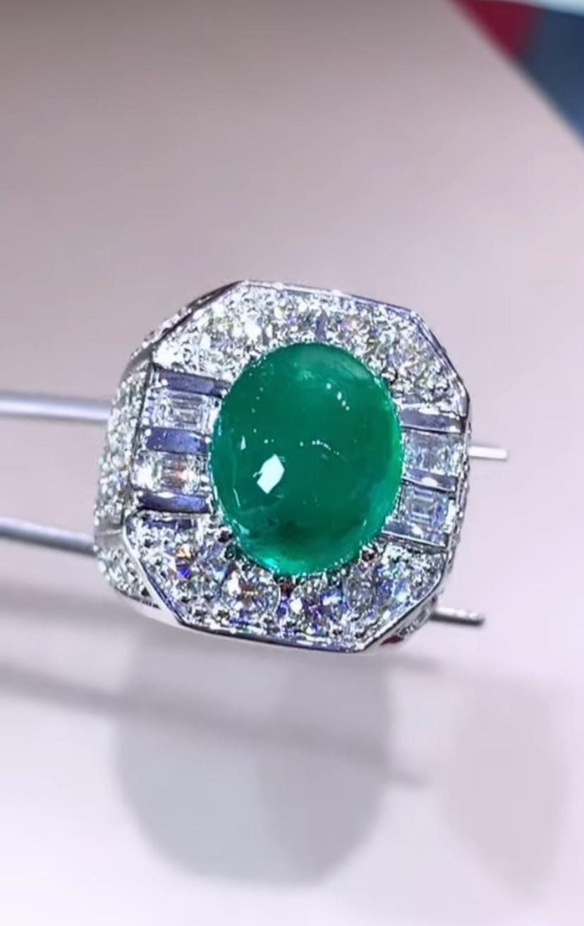 An exquisite ring crafted with a stunning combination of emerald and diamonds, creating a harmonious contrast, capturing the essence of elegance and sophistication.
The diamonds elegantly accentuate the beauty of the gemstone, adding a touch of