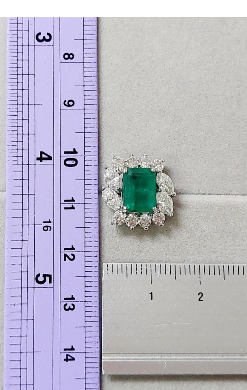 AIG Certified 8.60 Ct Zambian Emeralds 5.20 Ct Diamonds 18K Gold Set For Sale 1