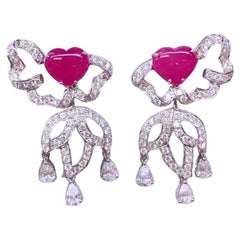 Rubini di Birmania certificati AIG da 8.70 carati  Orecchini in oro 18k con 5,80 carati di diamanti