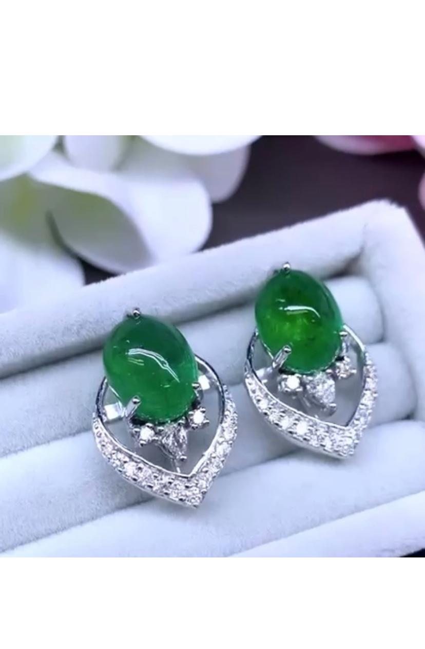AIG Certified 8.86 Carats Zambian Emeralds Diamonds 18K Gold Earrings  For Sale 1
