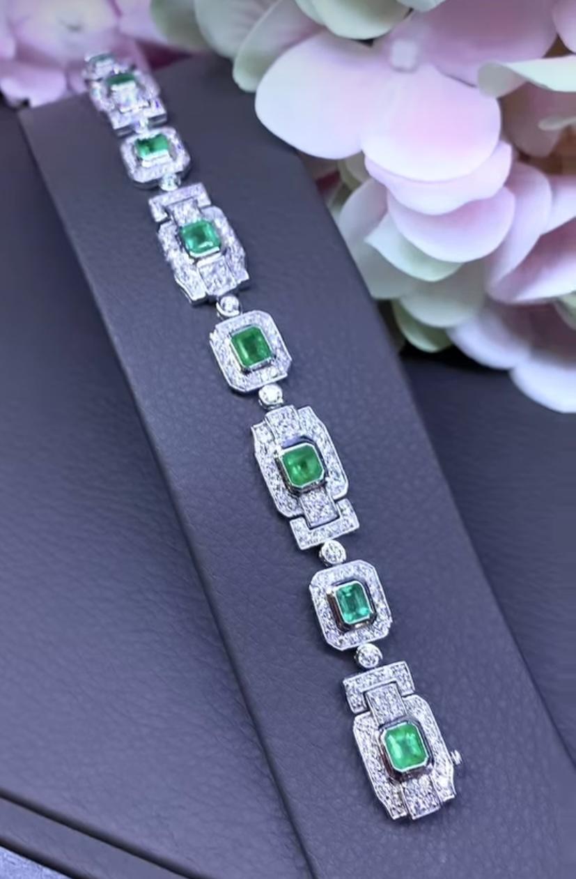 AIG Certificado 8.90 Quilates Colombiano 4.20 Quilates Diamantes Pulsera Art Deco Corte mixto en venta