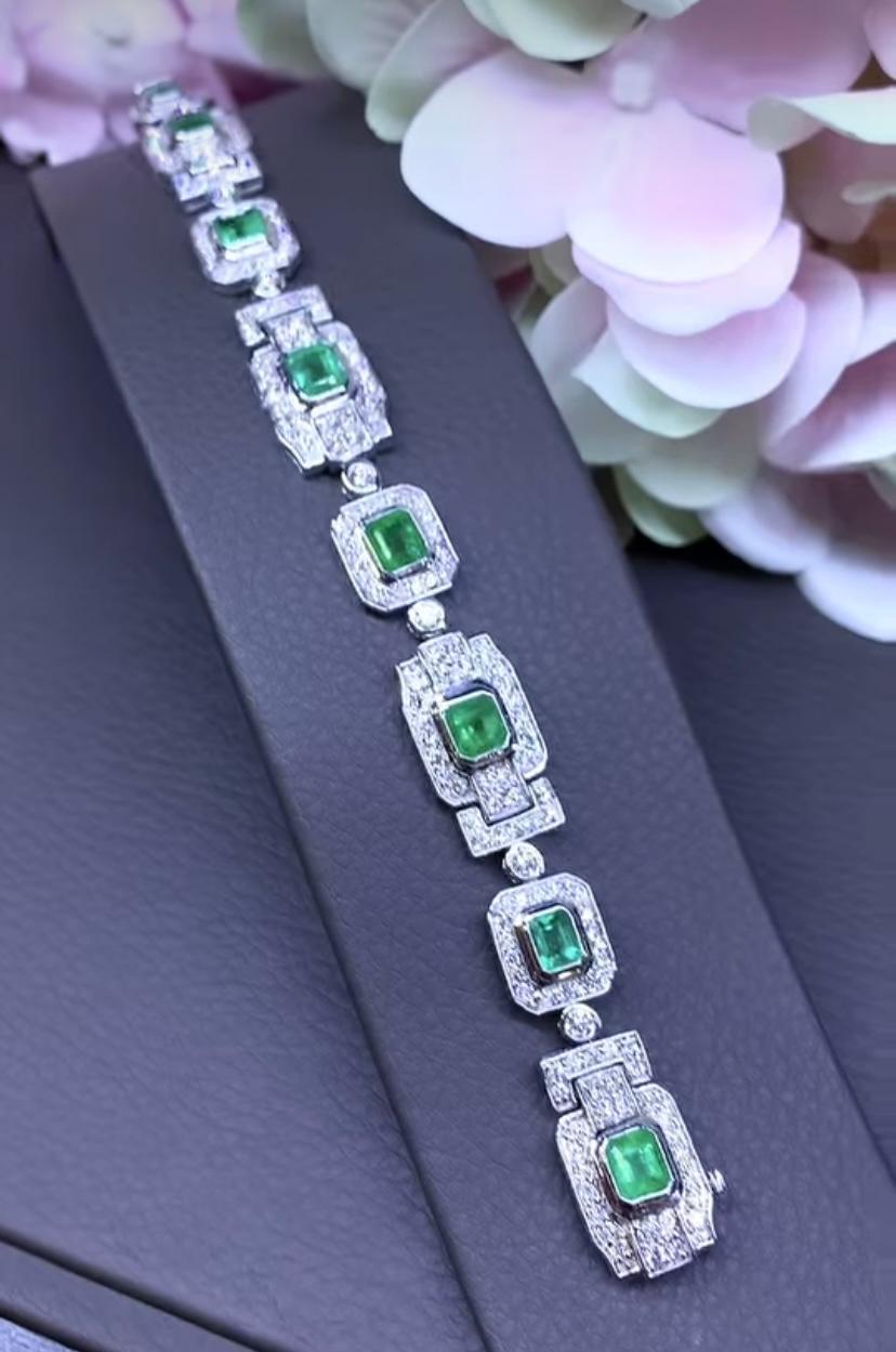 Femenino o masculino AIG Certificado 8.90 Quilates Colombiano 4.20 Quilates Diamantes Pulsera Art Deco en venta