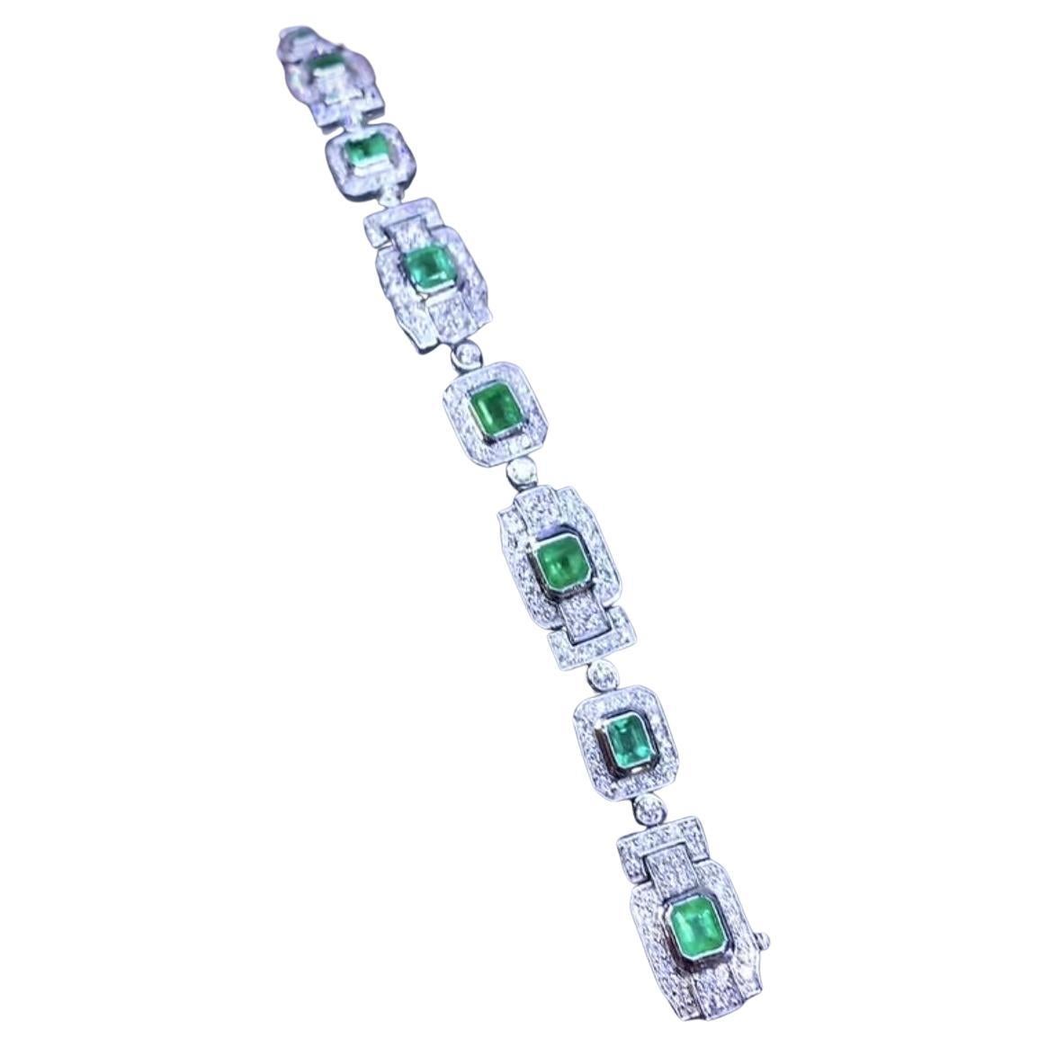 AIG Certificado 8.90 Quilates Colombiano 4.20 Quilates Diamantes Pulsera Art Deco en venta