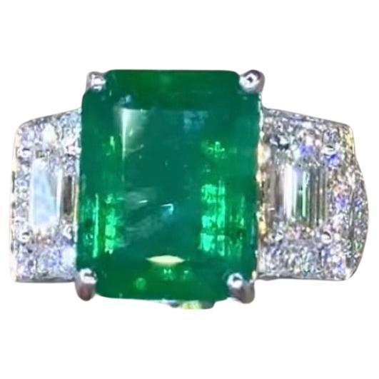 AIG zertifiziert 8,90 Ct sambischen Smaragde GIA zertifiziert 1,00 Ct Diamanten Ring