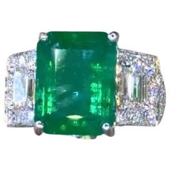 AIG zertifiziert 8,90 Ct sambischen Smaragde GIA zertifiziert 1,00 Ct Diamanten Ring