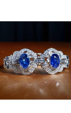 AIG Certified 9.00 Carats Ceylon Sapphires 5.00 Ct Diamonds 18K Gold Bracelet