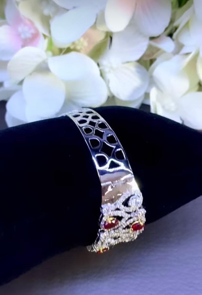 Bracelet en or 18 carats certifié AIG 9,00 carats diamants 8,00 carats rubis de Birmanie en vente 1