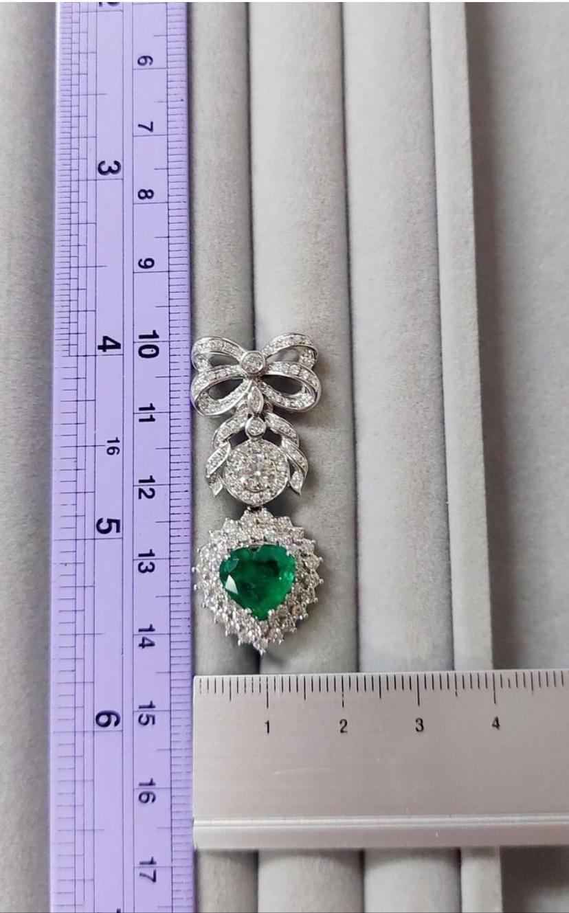 AIG Certified 9.00 Cts Zambian Emeralds  4.80 Cts Diamonds 18K Gold Earrings For Sale 3