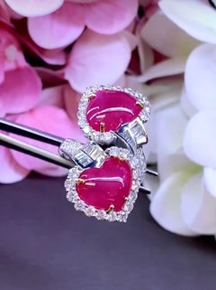 Certified 9.00 Carats Rubies 2.40 Ct Diamonds 18K Gold Ring