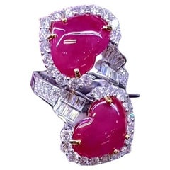 AIG Certified 9.30 Carats Burma Rubies 2.40 Ct Diamonds 18K Gold Ring