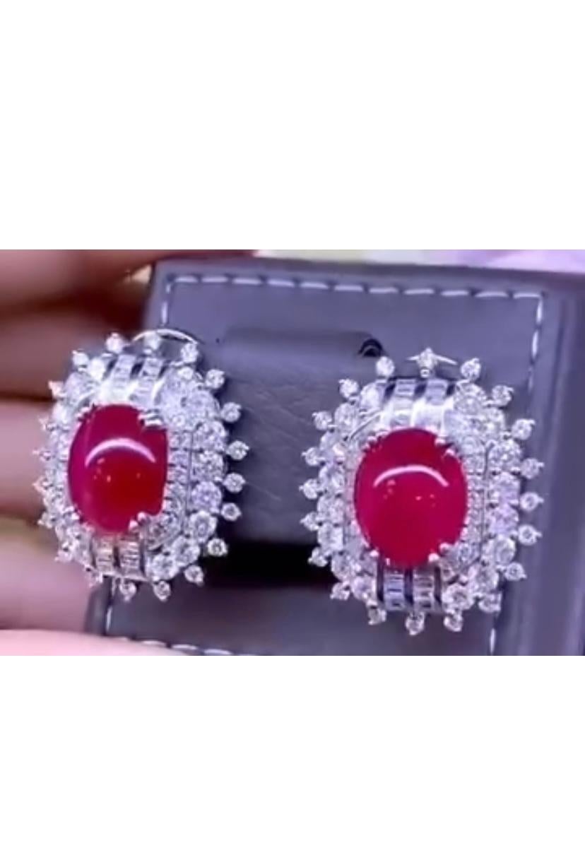 AIG Certified 9.50 Ct Burma Rubies 3.40 Ct Diamonds 18K Gold Earrings In New Condition For Sale In Massafra, IT