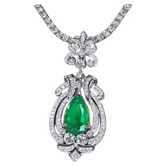 AIG zertifiziert 9,50 Karat sambischen Smaragd 2,50 Karat Diamanten 18k Gold Anhänger