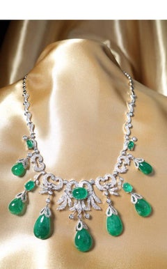 18K Gold Necklace by Nikabell with Zambian Emeralds & Diamonds