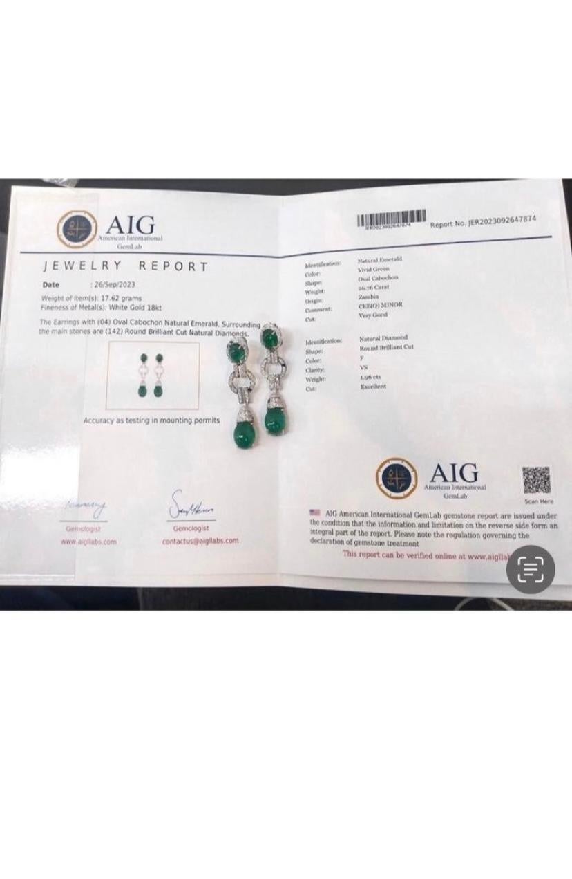 AIG Certified 118.61 Carats Zambian Emeralds  10.48 Ct Diamonds 18K Gold Parure  For Sale 6