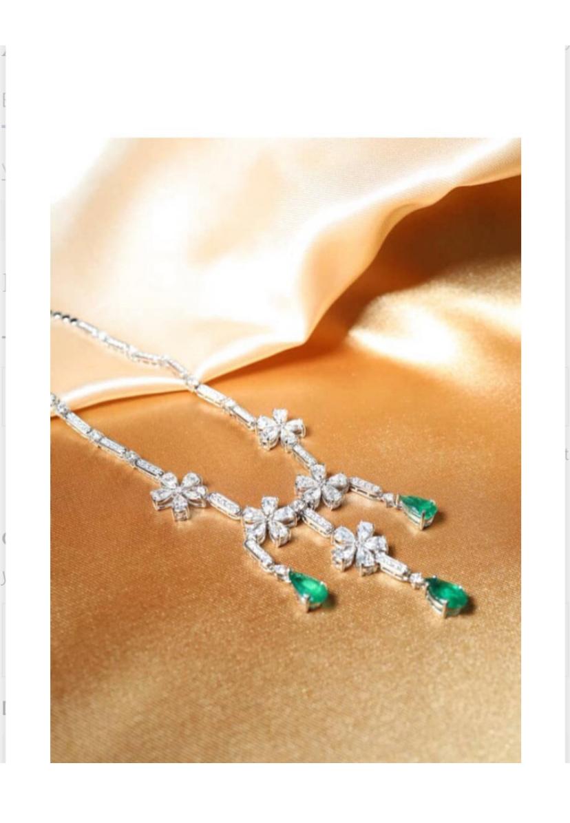 Collana in oro 18K con diamanti certificati AIG da 9,70 carati e smeraldi dello Zambia da 3,70 carati in vendita 4