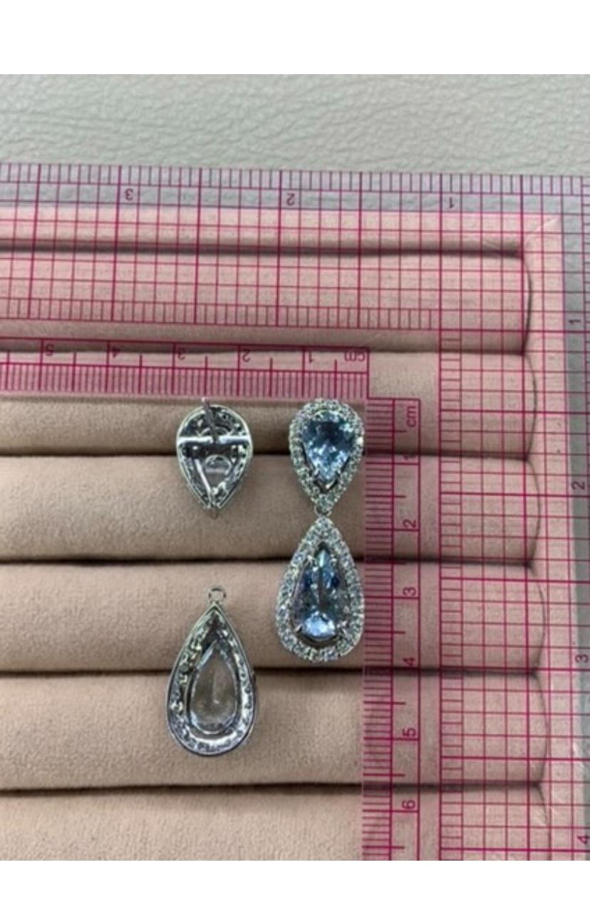 Orecchini in oro 18k certificati AIG con acquamarina da 9,80 carati e diamanti da 1,90 carati in vendita 3