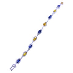 AIG Certified 9.80 Ct Sapphires  1.80 Ct Diamonds 18K Gold Bracelet 