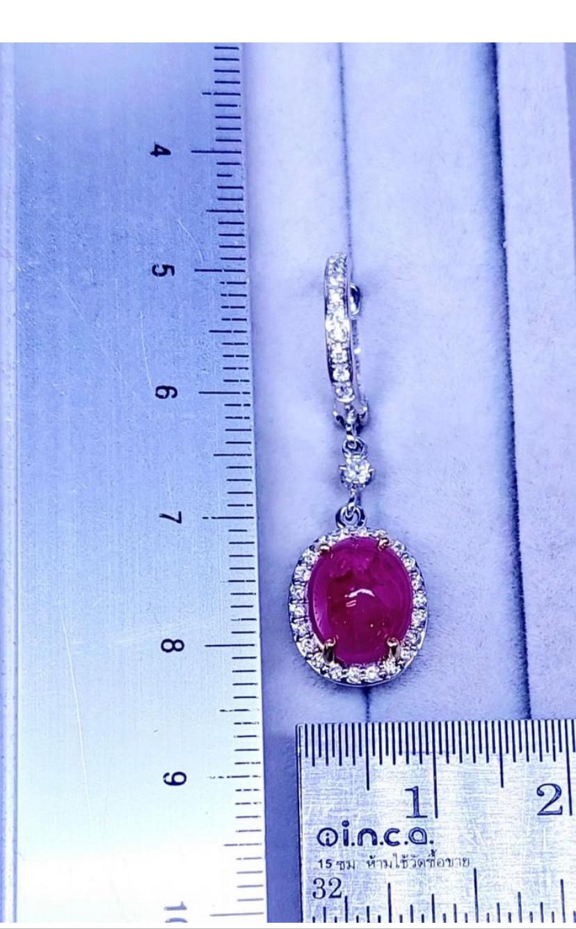 Boucles d'oreilles en or 18 carats, diamants et rubis de Birmanie certifiés AIG de 9,90 carats  en vente 5