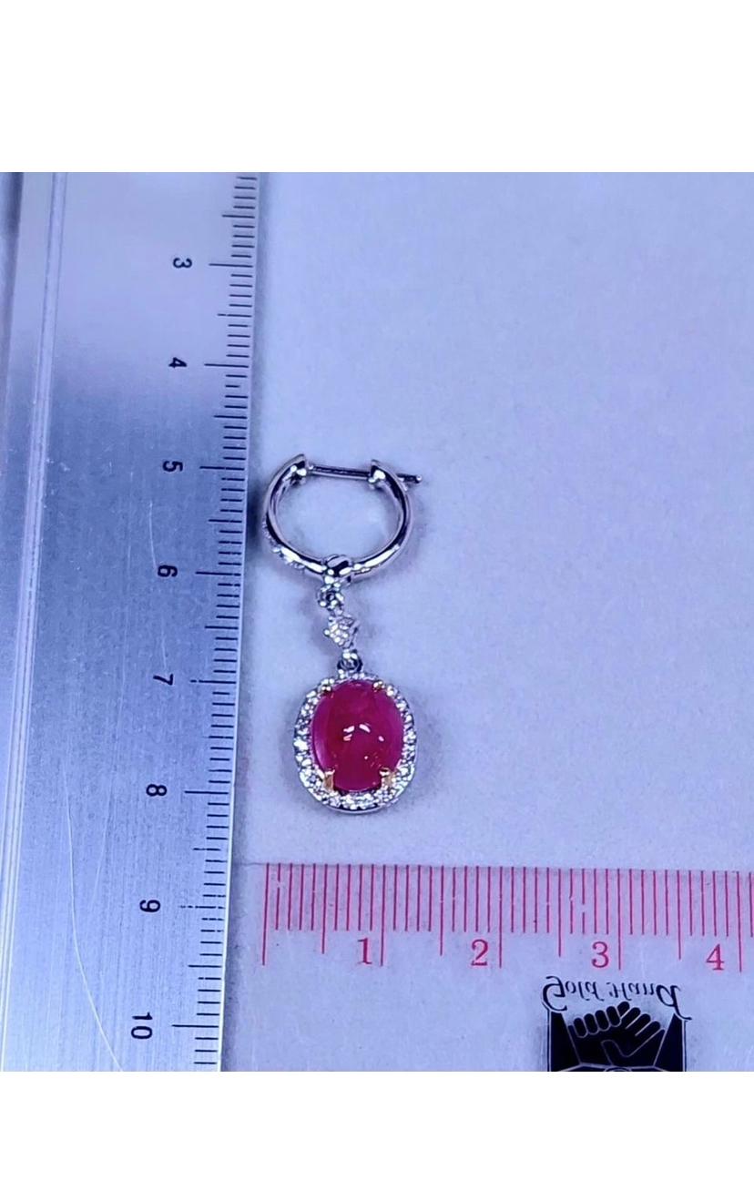 Boucles d'oreilles en or 18 carats, diamants et rubis de Birmanie certifiés AIG de 9,90 carats  en vente 2