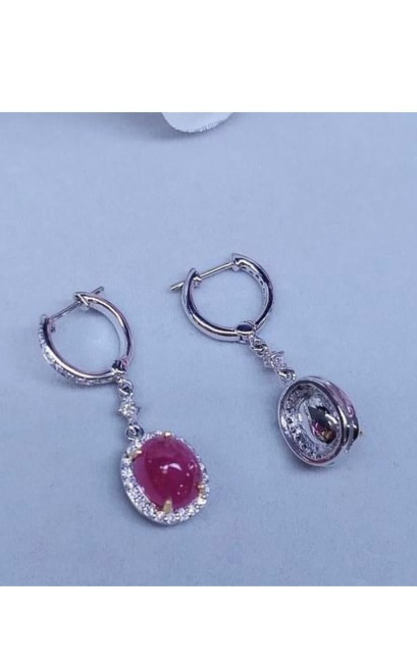 Boucles d'oreilles en or 18 carats, diamants et rubis de Birmanie certifiés AIG de 9,90 carats  en vente 3
