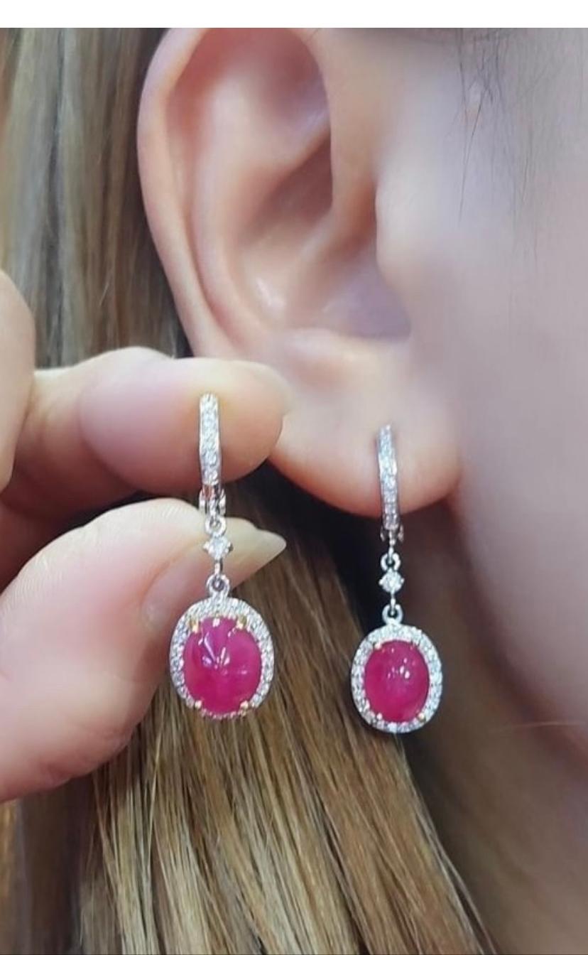 Boucles d'oreilles en or 18 carats, diamants et rubis de Birmanie certifiés AIG de 9,90 carats  en vente 4