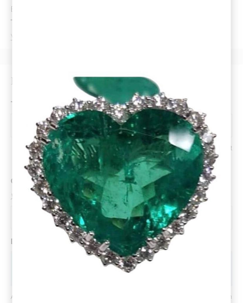 Heart Cut AIG Certified Ct 51 of Colombia Emerald on Ring For Sale