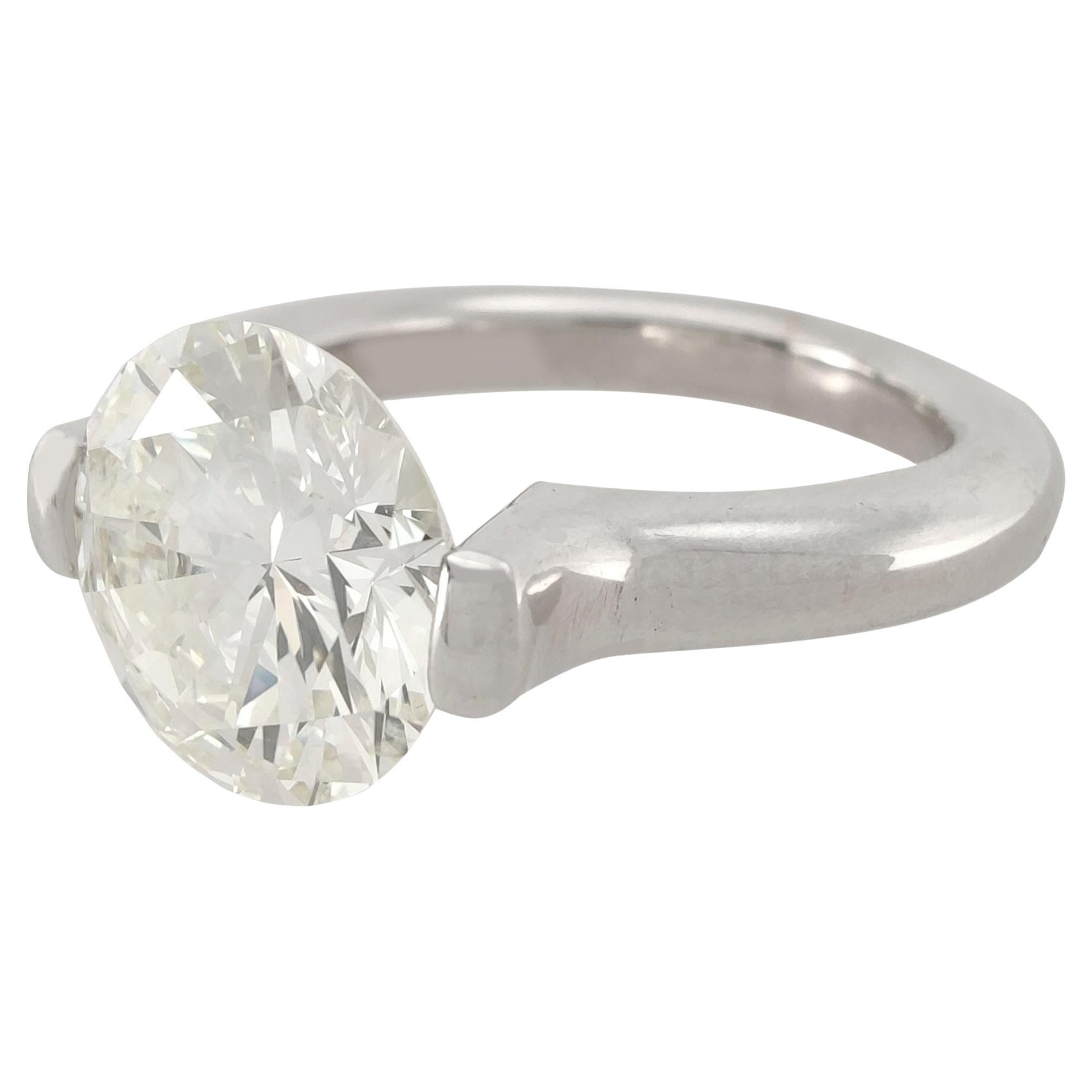 Bague de fiançailles en or 18 carats avec diamant certifié AIG : bague en diamant 4 carats en vente