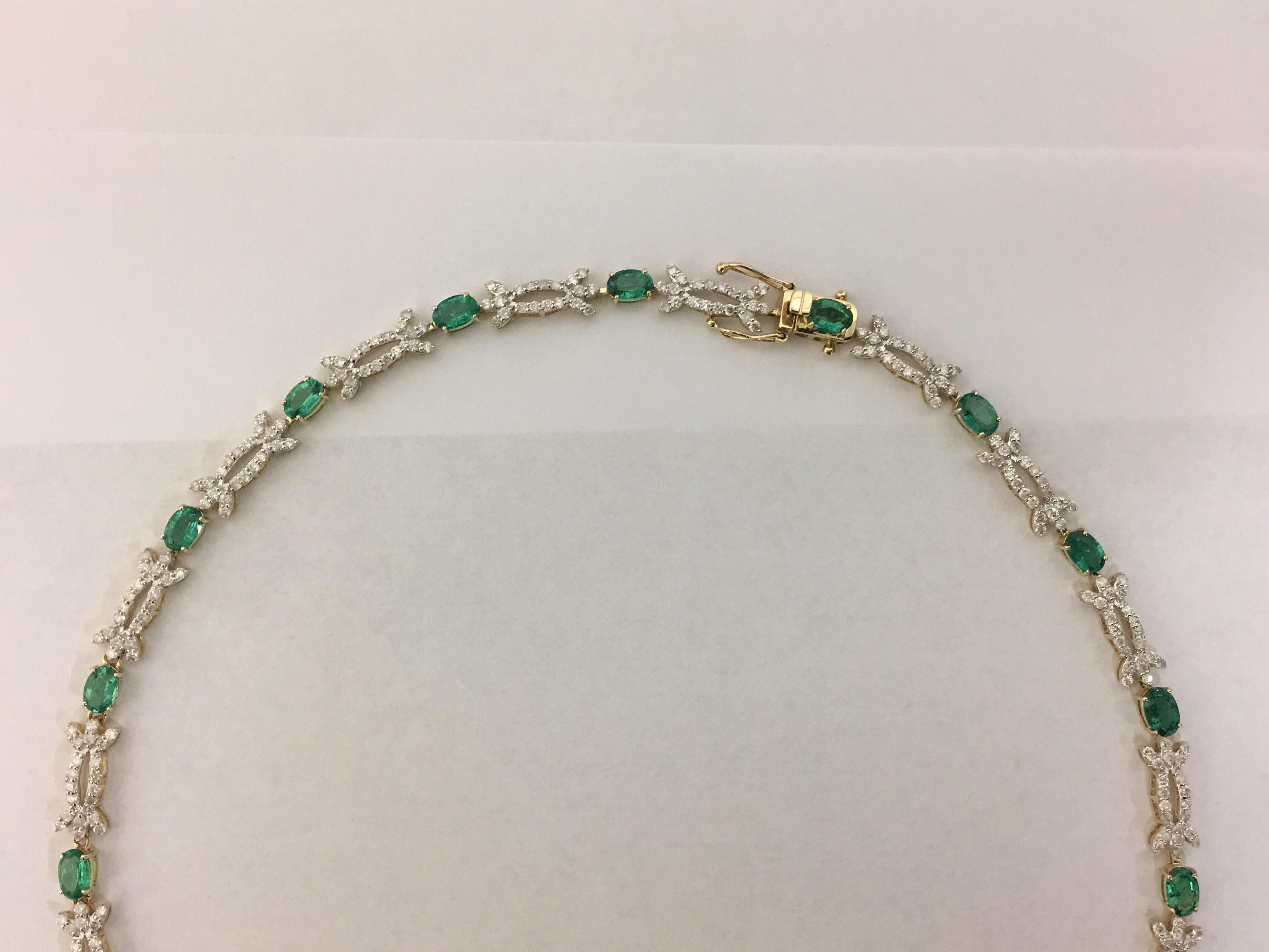Artisan AIG Certified Emerald Diamond Necklace
