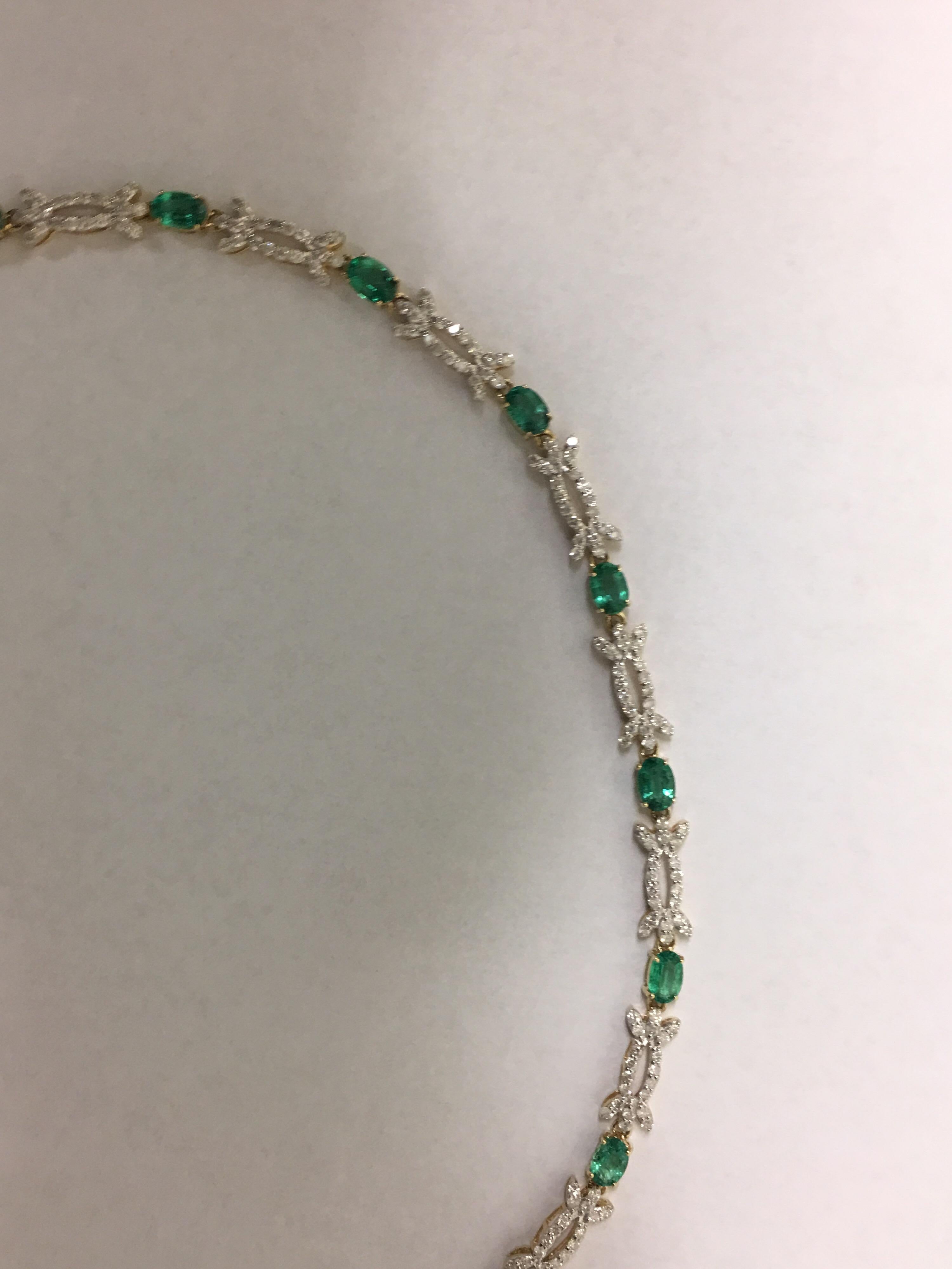 AIG Certified Emerald Diamond Necklace In New Condition In Trumbull, CT