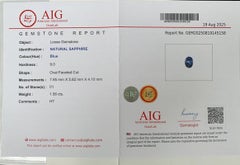 Zaffiro blu sfaccettato certificato AIG: Gemma di taglio ovale da 1,56 carati