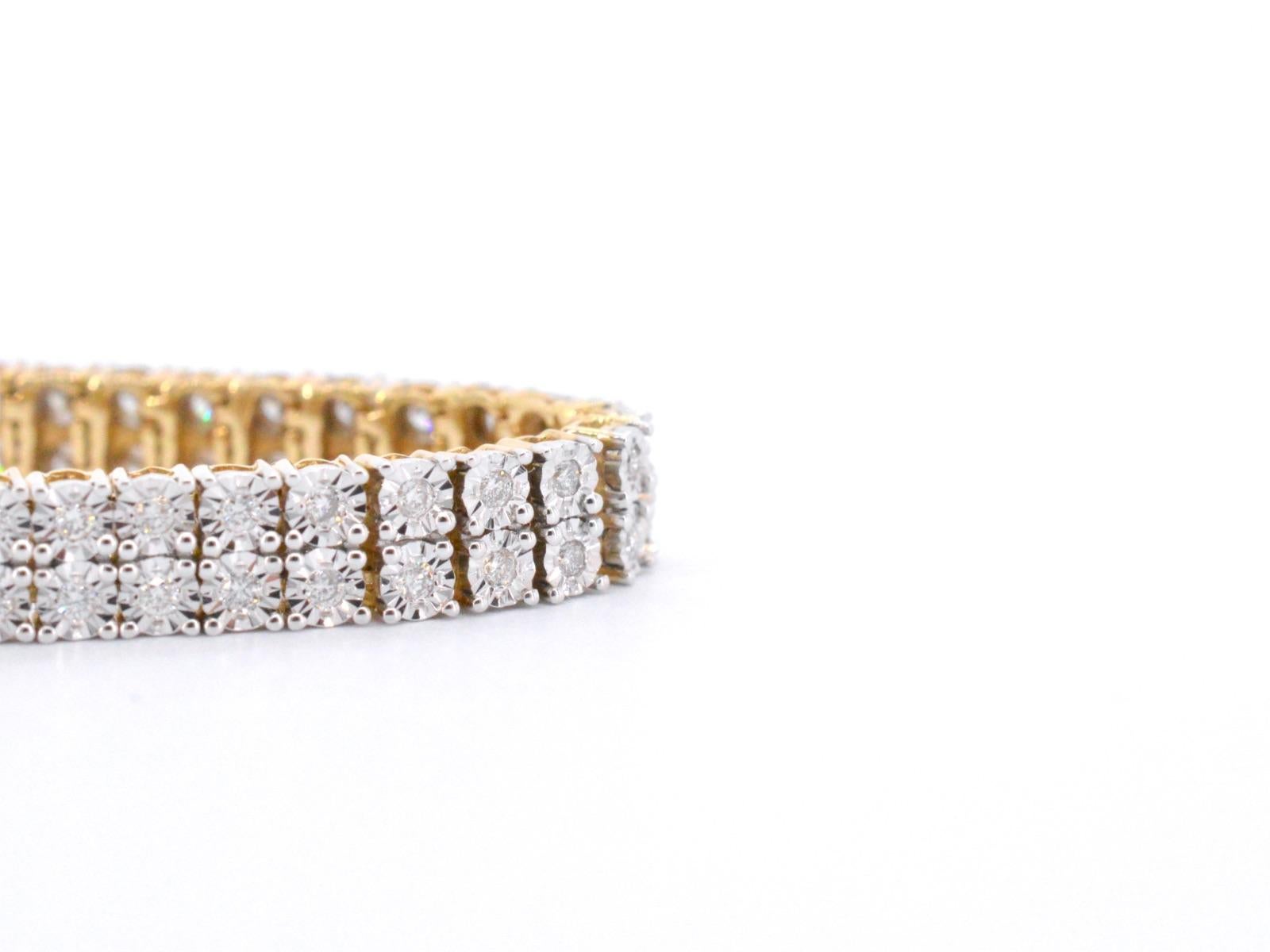 AIG Certified Golden Tennis Bracelet with 1.50 Carat of Diamonds In New Condition For Sale In AMSTELVEEN, NH