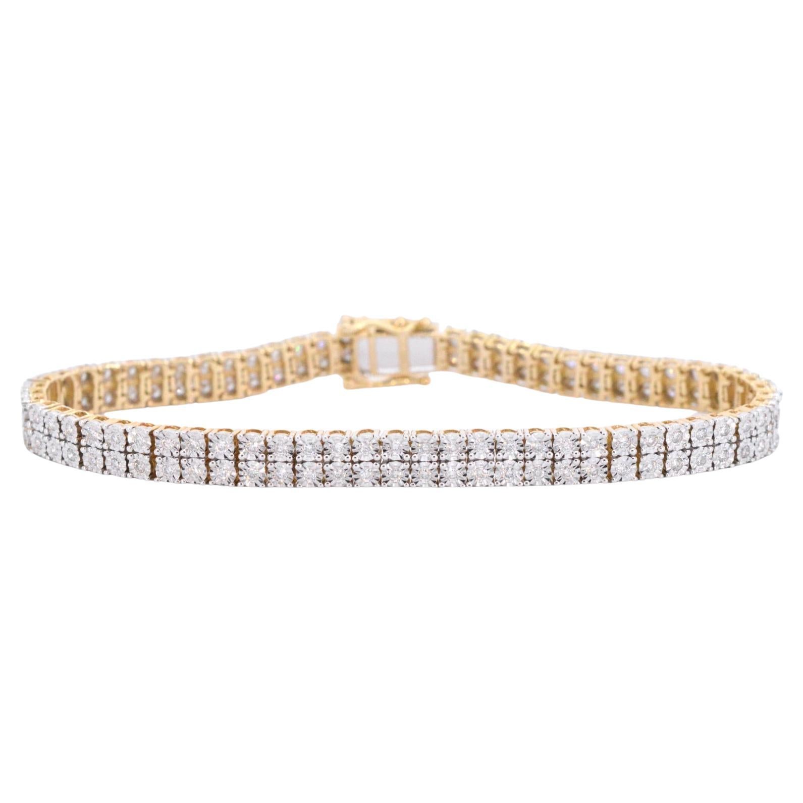AIG Certified Golden Tennis Bracelet with 1.50 Carat of Diamonds For Sale