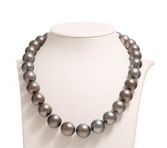AIG Certified Huge Tahitian Pearl Necklace Degradé 14 / 17 mm, White Gold Locker